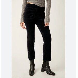 Free People in my feelings Black Velvet cropped Flare Pants